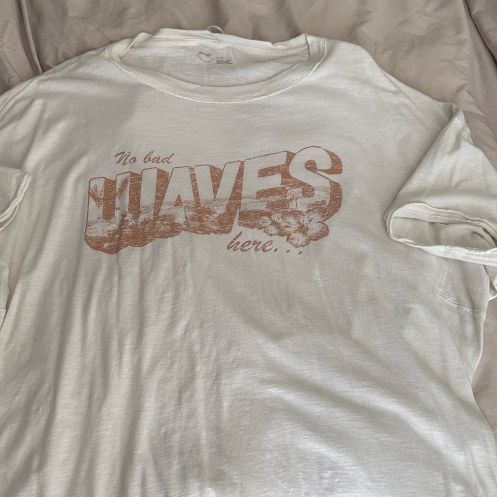 Aerie Cream and Brown Graphic Tee